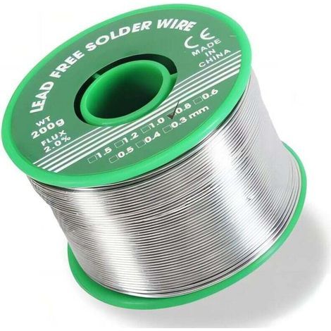 Fil de soudure électronique sans plomb, 0,8 mm, 200 g, avec âme en colophane, pour la réparation et le soudage de composants électroniques. (1/4)