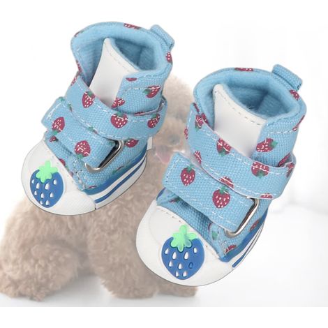 Chaussures pour petits chiens, souples, respirantes, antidérapantes, mignonnes, en toile, pour bichon Teddy, bleu, type 1