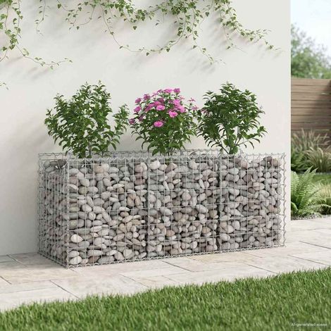 Gabionen Hochbeet Silber 150 x 50 x 60 cm Verzinkter Stahl