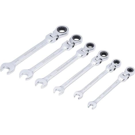 Jeu de Clés Mixtes à Cliquet 6 pcs - Têtes Flexibles, Pouces 1/4 à 9/16 - Précision et Confort d Utilisation - D-Work
