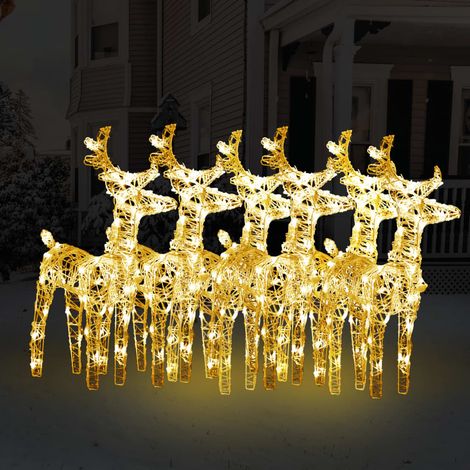 Rennes de Noël 6 pcs Décoration de Noël 240 LED Blanc chaud Acrylique 75334 (1/5)