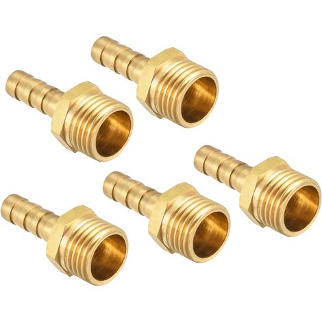 Raccord Cannelé G1/4 Filet Mâle 6mm x 5PCS - Laiton Droit Pour Tuyau Air, Eau, Carburant, Pneumatique Or (1/5)