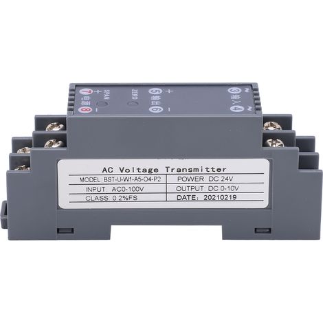 Transducteur de tension, isolateur de signal CA, émetteur, capteur 1 entrée/1 sortie CA 0-100 V vers CC 0-10 V (1/5)