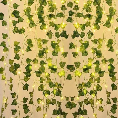 Guirlande Feuille, 10M Lierre Guirlande Lumineuse, Plantes Artificielles avec 100 LED et Vert Feuille, Chaîne Lumières LED de Vigne (1/3)