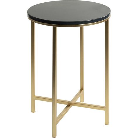 Table d'Appoint Ronde "Alba" 53cm Noir & Or