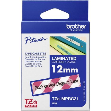 Brother TZe TZe-MPRG31 Colore Nastro: Bianco (con griglia rossa) Colore carattere:Nero 12 mm 4 m (1/5)