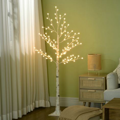 HOMCOM Künstlicher Weihnachtsbaum mit 120 LEDs, Schutzart IP44, Helligkeit einstellbar, für den Innenbereich, 20 x 20 x 150 cm, Weiß (1/5)