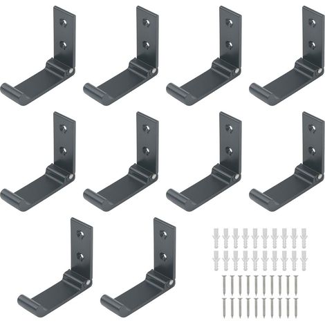 Crochets muraux pliables pour vêtements et serviettes, lot de 5 (noir) (1/5)