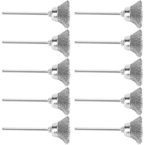 Decdeal 10 pièces ensemble de brosses à roue métallique tasse électrique accessoire de perceuse en acier inoxydable pour le nettoyage de polissage (forme de bol)
