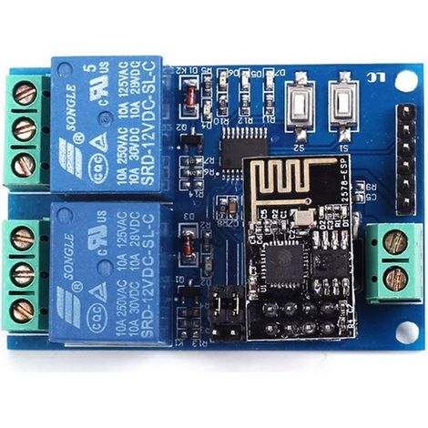 12V 2-canaux Module de relais WiFi intelligent sans fil 5 V/12 V Interrupteur de commande à distance pour application de téléphone domestique intelligent (1/4)
