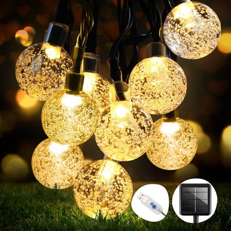 Guirlande lumineuse solaire de 50 LED, 7 m, 50 LED (2,5 bulles) - 8 unités-AquaForge