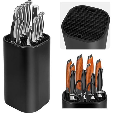 CSPARKV 1 pcs Porte Couteaux sans Couteaux, Blocs Couteaux Vides de Cuisine, Universel Porte-Couteaux Noir, Support Couteau de Cuisine, Rangement Couteaux Cuisine (1/5)