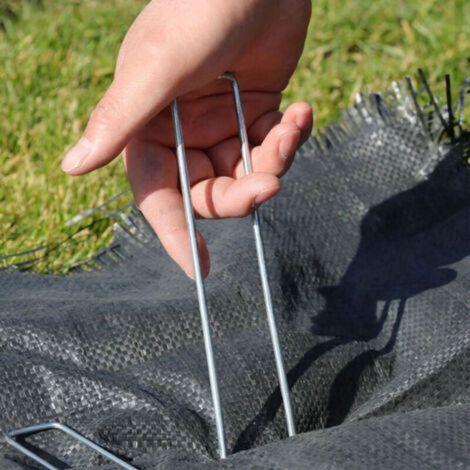 Pack de 50 Agrafes Paillage en Acier Galvanisé - Fixation Bache, Tente, Grillage, Cloture (1/2)