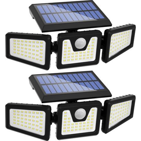 Luces solares para exteriores, luces solares para exteriores de 118 LED con detector de movimiento, luces solares LED para exteriores impermeables IP65 para jardín, entrada y patio. (1/5)