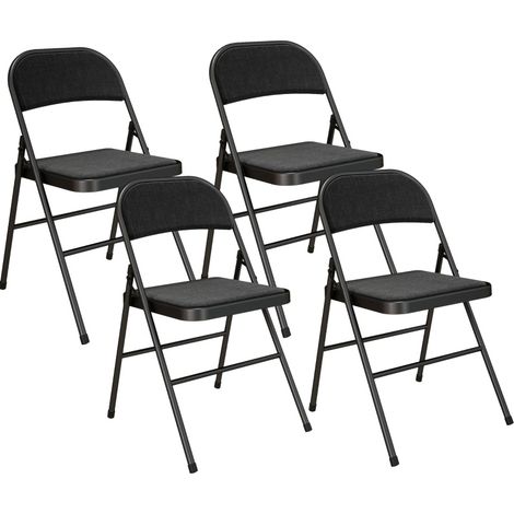 Set de 4 sillas plegables acolchadas efecto lino con patas de acero negras 45 x 46 x 78 cm MODENUIT (1/5)