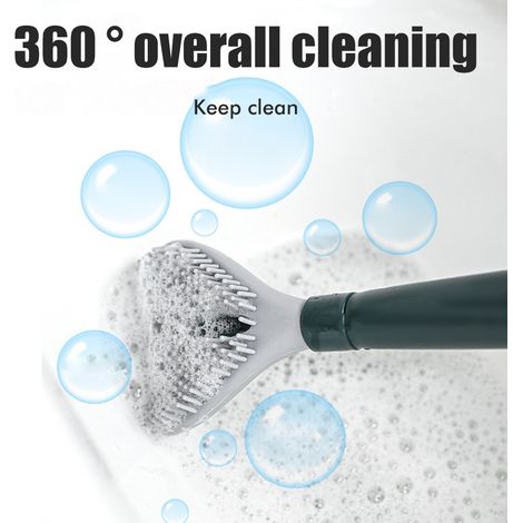 Brosse WC en silicone murale avec support et réservoir de liquide - Nettoyage sans angle mort pour salle de bain (1/5)