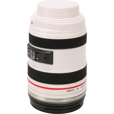 Mug isotherme en acier inoxydable ABS, motif objectif appareil photo, idéal pour la maison, les voyages et le bureau. Noir et blanc. (1/5)