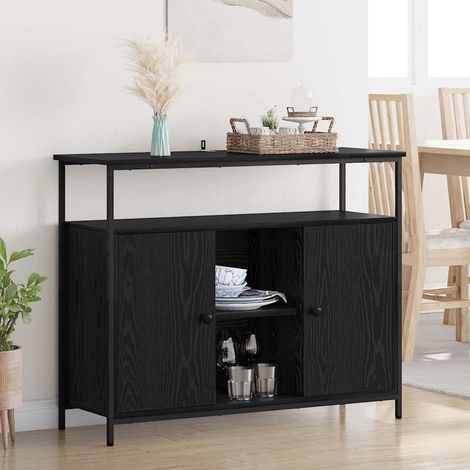 Buffet-Meuble de rangement Chêne noir 100 x 35 x 80 cm Bois d'ingénierie 702569 (1/5)