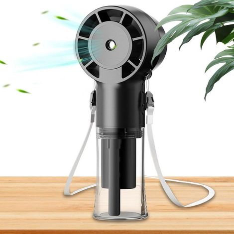 Générique Ventilateur Portable,USB 12000 RPM Ventilateur de Cou Personnel de Nuque Rechargeable USB Portable avec Pulvérisation d'Eau pour Voyage et (1/5)