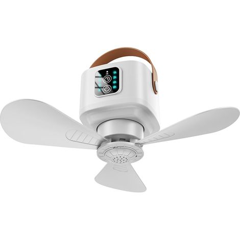 Ventilateur de plafond à télécommande avec lumière LED 7200 mAh Fonctionnement à piles 4 vitesses réglable Ventilateur portable pour camping dix (1/5)