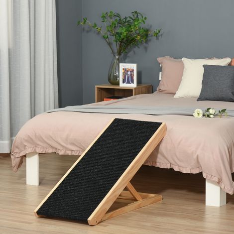 Hunderampe 90 x 40 x 61 cm aus schwarzem Holz, klappbar und verstellbar – MEUBLIV (1/5)