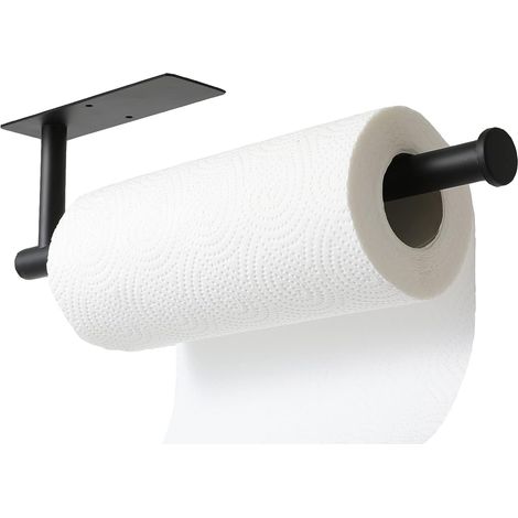 Support Pour Essuie-Tout - Support Sous Placard Adhésif - Support Murale En Acier Inoxydable - Noir Mat - 1 Pièce (1/5)