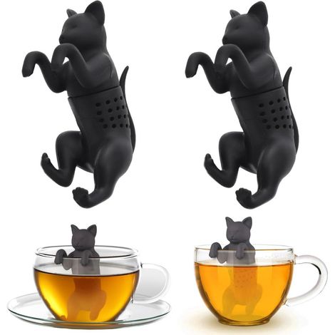 2er Set Teefilter aus Silikon in Katzenform, niedlich, fur losen Tee, hitzebestandig (1/4)