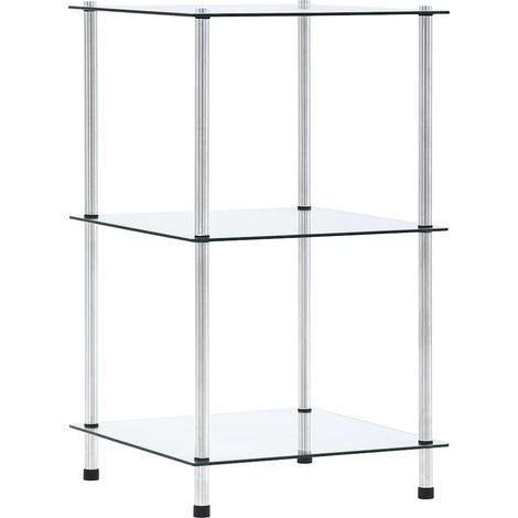 vidaXL 3-Tier Shelf Transparent 40x40x67 cm Tempered Glass