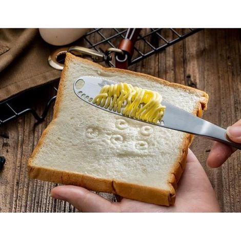 Couteau À Beurre - Lame Dentelée Et Fendue - Acier Inoxydable 403 - Pour Beurre Froid Confiture Chocolat Fromage À Pâte Dure - 2 Pièces (1/4)