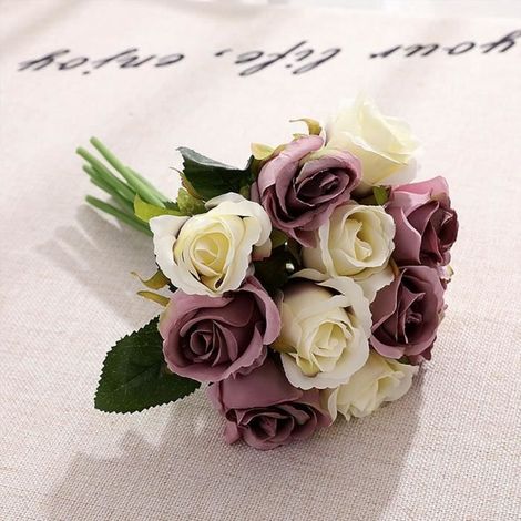Bouquet de Roses Artificielles - 12 Têtes - Couleur Rose - Décoration Maison et Mariage (1/3)