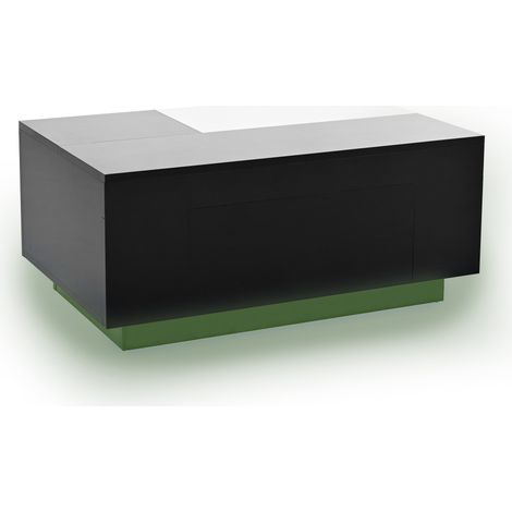 Table basse moderne en MDF noir et blanc à surface laquée avec éclairage LED multicolore et plateau coulissant (1/5)