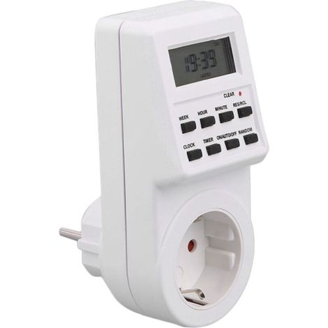 Prise programmable multifonction avec minuterie, horloge et fonction heure d'été (1/5)