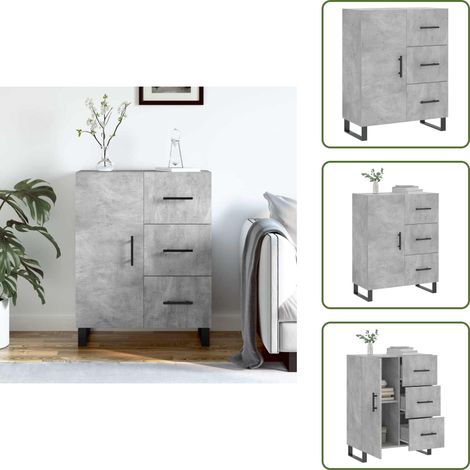 Sideboard Betongrau 69,5x34x90 cm Holzwerkstoff - Schreibtisch - Wohnzimmermöbel - Sideboard - Regal - Grau Sideboard (1/5)