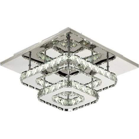 Plafonnier LED en cristal et acier inoxydable - - U-Do - Lumière froide (1/4)