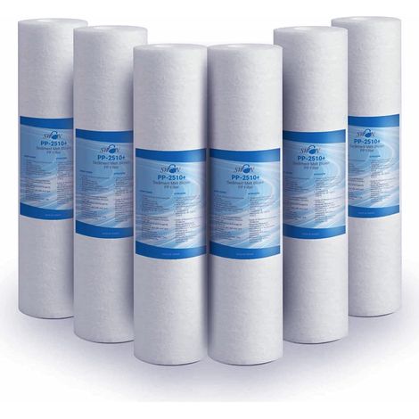 Lot de 6 filtres à sédiments 25 microns - Ultra filtration - Élimine le sable, la boue, les particules de rouille et les impuretés en suspension jusqu'à 25 microns (1/5)