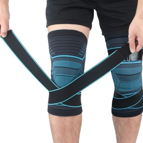 Genouillères de sport pour hommes et femmes, orthèse de genou avec sangles réglables, genouillères médicales de compression élastiques, respirantes e (1/5)