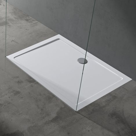 doporro Piatto Doccia Rettangolare in Acrilico Rinforzato, Ultra Slim 4 cm, Installazione da Appoggio o Filo Pavimento, Bianco Lucido 90x120 cm - Faro2