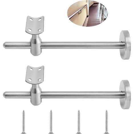 2 supports de main courante réglables, 150 mm, support de main courante en acier inoxydable, balustrade d'escalier, support mural intérieur, accessoires de main courante, supports pour (1/5)