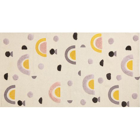 Alfombra de algodón multicolor 80 x 150 cm poliéster patrón arco iris Curup