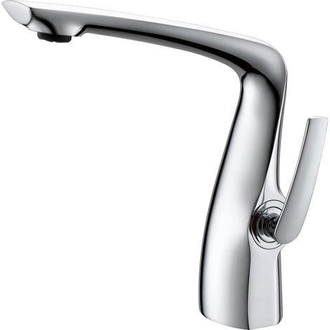 Mitigeur Lavabo en Laiton Massif Robinet de Salle de Bain Design Monocommande Cartouche Céramique Mousseur Économie d'Eau Placage (1/5)
