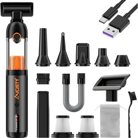 Aspirateur de Voiture sans-Fil Puissant 30kPa, Aspirateur à Main 7800mAh Batterie, Moteur sans Balais, 50 Min Autonomie, 1.5H Charge Rapide, 4-in-1 Mini Aspirateur/Souffleur/Gonfleur/Pompe (1/5)