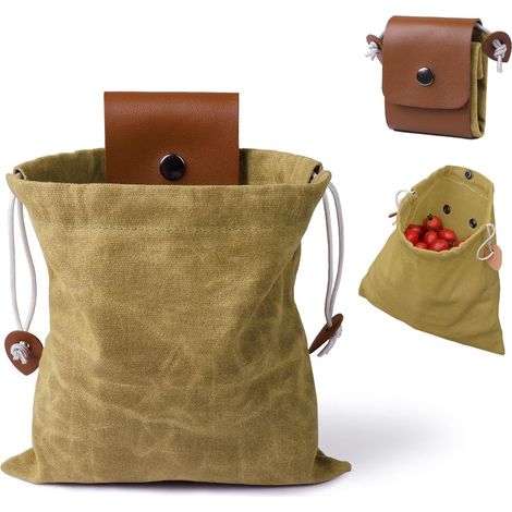 Pochette de cueillette / Sac de récolte pour fruits et légumes — Sac banane multifonction en toile et sac à outils (Couleur : Kaki) (1/5)