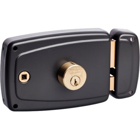 Serrure en applique horizontale à fouillot Droite, Série PS, pour Porte d'Entrée - 674BQ60/SC D - Sûreté à cylindre 5 goupilles, Axe à 60 mm, Utilisation avec poignée carré 6mm, 3 Clés, Gris (1/5)