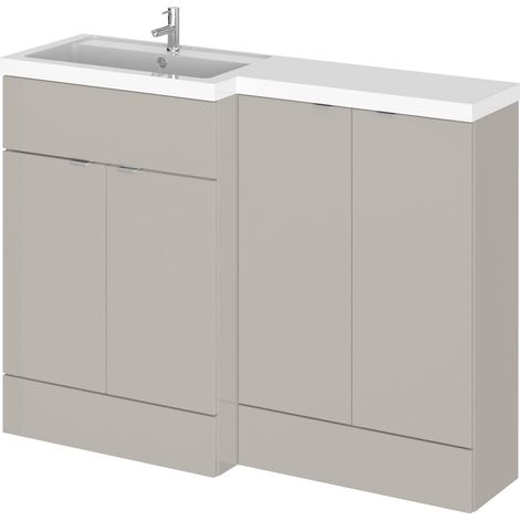 Alrewas Contemporary 2 Door Left-Hand Floor Standing Combination Unit with Basin, Pebble Grey, 1200mm (1/4)