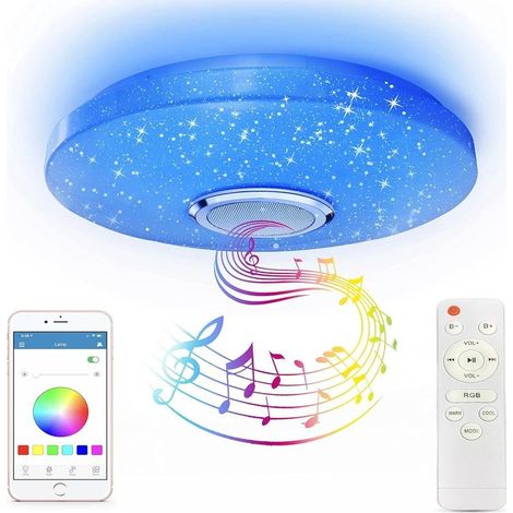Plafonnier LED RGB 36W à intensité variable avec haut-parleur Bluetooth, éclairage musical pour salle de bain et chambre (1/5)