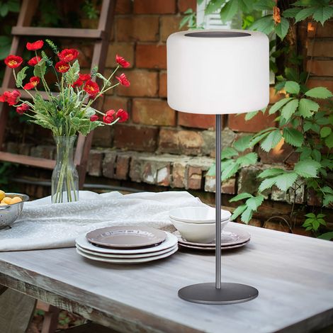 Lampada solare a LED dimmerabile con telecomando Decorazione da giardino Lampada da tavolo Lampada da esterno Lampada da giardino a batteria, cambio colore RGB, bianco caldo, DxH 15 x 39,5 cm (1/5)