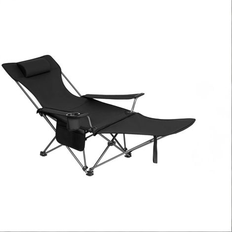 Chaise pliante de camping avec repose-pieds extensible et dossier réglable, légère et portable (1/5)