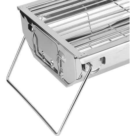 Kit de barbecue pliable et portable en acier inoxydable pour barbecue au charbon de bois, idéal pour le camping, la randonnée et les pique-niques en plein air. (1/5)