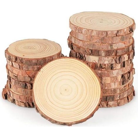 16pcs Rondin de Bois Decoration Naturel 8 -10cm Rond Rondin de Bois Deco Rondelles Bois Noel pour Décoration Noël Bois