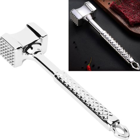 Attendrisseur à steak, maillet à viande en acier inoxydable, marteau à viande domestique, attendrisseur à steak, pilon à viande. (1/5)